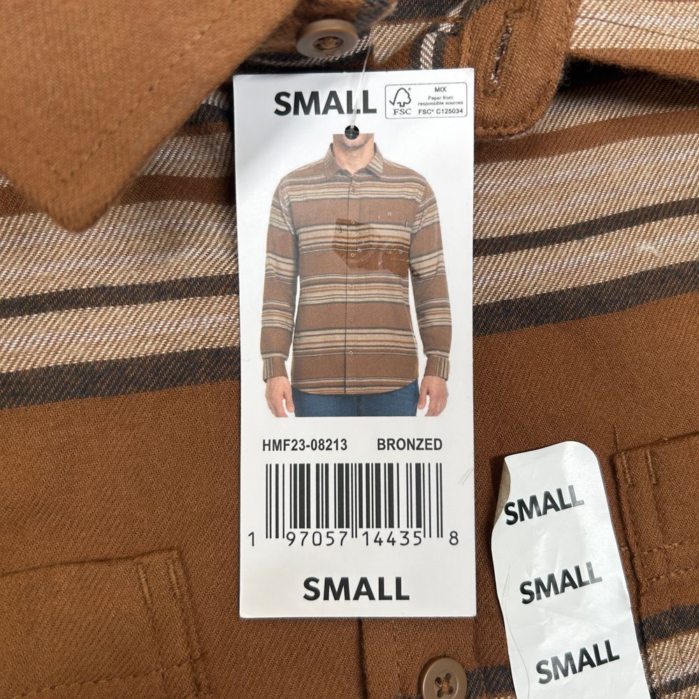 Hurley Brushed Fabric Shirt Mens Small Brown Striped Ultra Soft Regular Fit - Picture 5 of 8